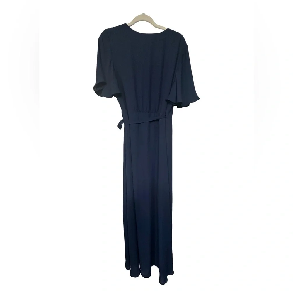 Show Me Your Mumu Womens Blue V-Neck Fluttered-Sleeve Marianne Wrap Dress XL - Picture 3 of 5